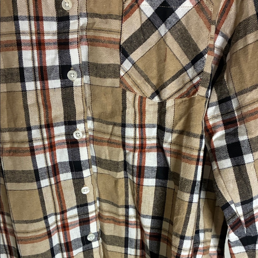PatPat Plaid Button Down Shirt - Brown, Black, White - Picture 3 of 4